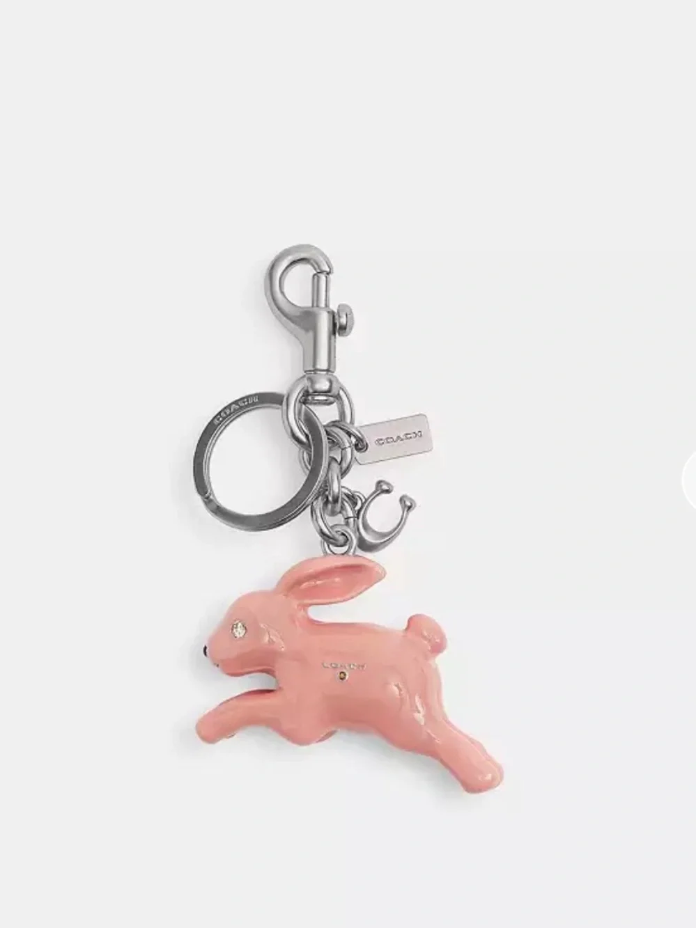 Coach Pink Bunny Keychain Charm NWT